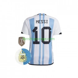 Billige Fotballdrakter Argentina Messi 10 3 Stars Herre Hjemmedrakt World Cup 2022 Kortermet