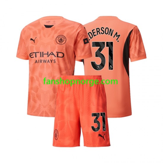 Billige Fotballdrakter Manchester City Ederson M 31 Keeper Barn Bortedrakt 2024-2025 Kortermet