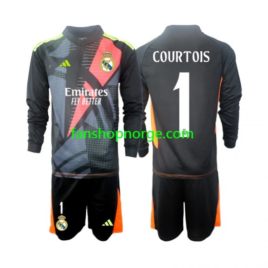 Billige Fotballdrakter Real Madrid Thibaut Courtois 1 Keeper Barn Bortedrakt 2024-2025 Langermet