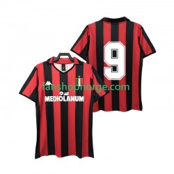 Billige Fotballdrakter AC Milan 9 1988 1989 Retro Herre Hjemmedrakt Kortermet