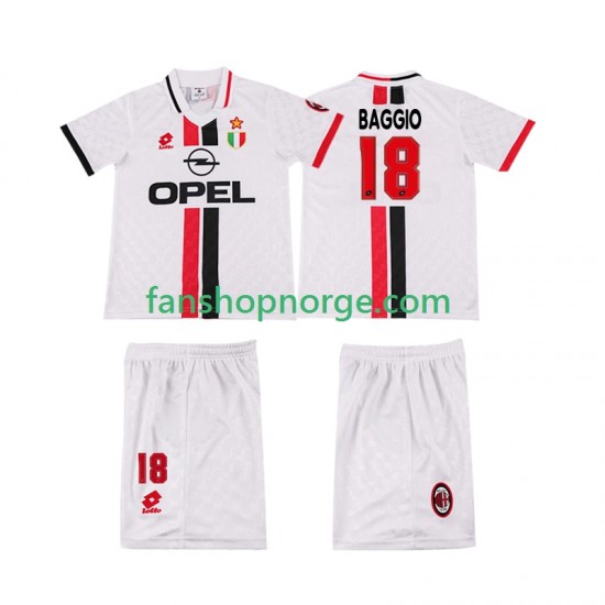 Billige Fotballdrakter AC Milan BAGGIO 18 1996 1997 Retro Barn Bortedrakt Kortermet