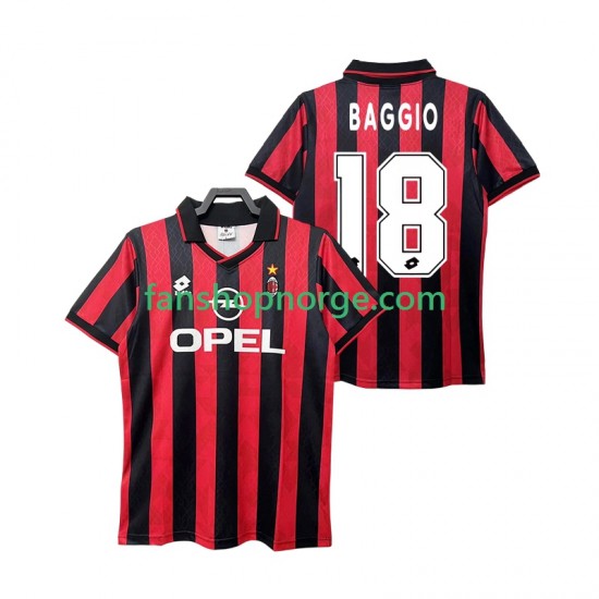 Billige Fotballdrakter AC Milan BAGGIO 18 1995 1996 Retro Herre Hjemmedrakt Kortermet