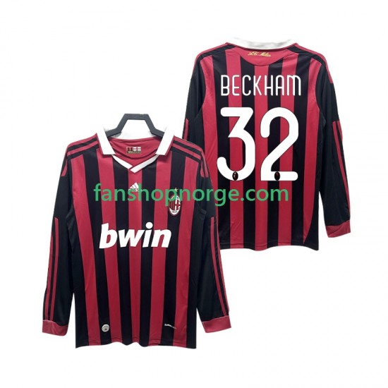 Billige Fotballdrakter AC Milan BECKHAM 32 2009 Retro Herre Hjemmedrakt 2010 Langermet