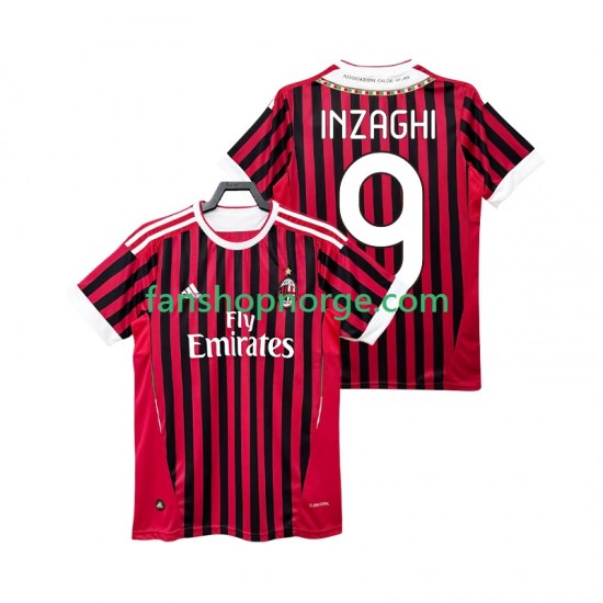 Billige Fotballdrakter AC Milan INZAGHI 9 2012 Retro Herre Hjemmedrakt 2011 Kortermet