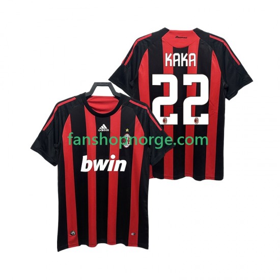 Billige Fotballdrakter AC Milan KAKA 22 2009 Retro Herre Hjemmedrakt 2008 Kortermet