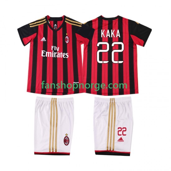 Billige Fotballdrakter AC Milan KAKA 22 2013 2014 Retro Barn Hjemmedrakt Kortermet