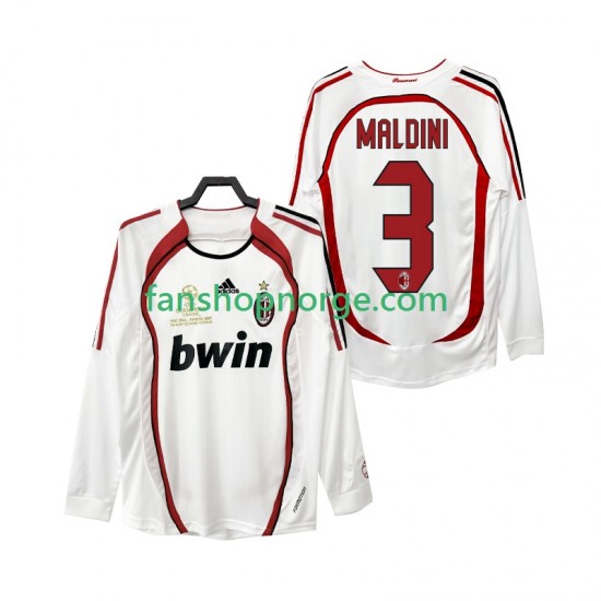 Billige Fotballdrakter AC Milan MALDINI 3 2007 Retro Herre Bortedrakt 2006 Langermet