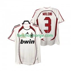 Billige Fotballdrakter AC Milan MALDINI 3 2007 Retro Herre Bortedrakt 2006 Kortermet