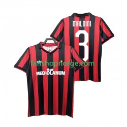 Billige Fotballdrakter AC Milan MALDINI 3 1990 1991 Retro Herre Hjemmedrakt Kortermet
