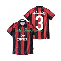Billige Fotballdrakter AC Milan MALDINI 3 Retro Herre Hjemmedrakt 1998 1999 Kortermet