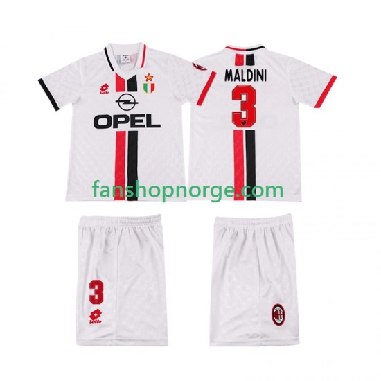 Billige Fotballdrakter AC Milan MALDINI 3 1996 1997 Retro Barn Bortedrakt Kortermet