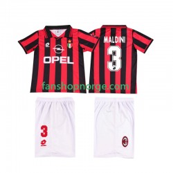 Billige Fotballdrakter AC Milan MALDINI 3 1996 1997 Retro Barn Hjemmedrakt Kortermet