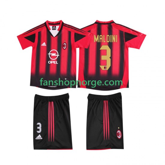 Billige Fotballdrakter AC Milan MALDINI 3 2005 Retro Barn Hjemmedrakt 2004 Kortermet