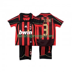 Billige Fotballdrakter AC Milan MALDINI 3 2007 Retro Barn Hjemmedrakt 2006 Kortermet