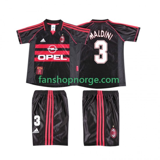 Billige Fotballdrakter AC Milan MALDINI 3 Retro Barn Tredjedrakt 1998 1999 Kortermet