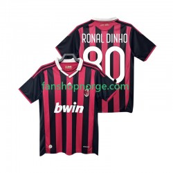 Billige Fotballdrakter AC Milan RONALDINHO 80 2009 Retro Herre Hjemmedrakt 2010 Kortermet