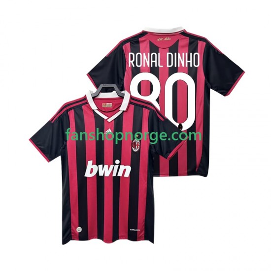 Billige Fotballdrakter AC Milan RONALDINHO 80 2009 Retro Herre Hjemmedrakt 2010 Kortermet