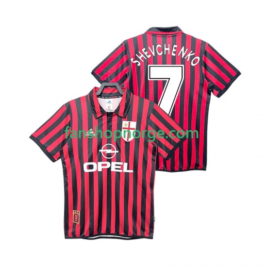 Billige Fotballdrakter AC Milan SHEVCHENKO 7 2000 Retro Herre Hjemmedrakt 1999 Kortermet