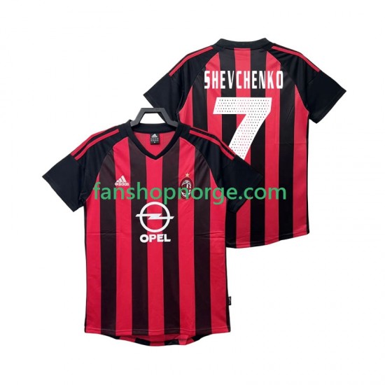 Billige Fotballdrakter AC Milan SHEVCHENKO 7 2003 Retro Herre Hjemmedrakt 2002 Kortermet