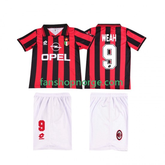 Billige Fotballdrakter AC Milan WEAH 9 1996 1997 Retro Barn Hjemmedrakt Kortermet