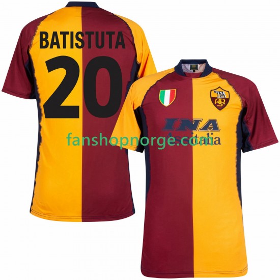 Billige Fotballdrakter Roma Batistuta 20 2000 2001 Retro Herre Hjemmedrakt Kortermet
