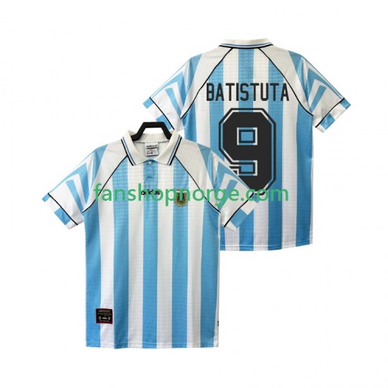 Billige Fotballdrakter Argentina BATISTUTA 9 1996 1997 Retro Herre Hjemmedrakt Kortermet