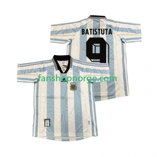 Billige Fotballdrakter Argentina BATISUTA 9 Retro Herre Hjemmedrakt 1998 Kortermet
