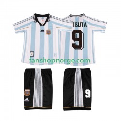 Billige Fotballdrakter Argentina BATISUTA 9 Retro Barn Hjemmedrakt 1998 Kortermet