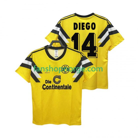 Billige Fotballdrakter Borussia Dortmund DIEGO 14 DFB-POKAL 1989 Retro Herre Hjemmedrakt Kortermet