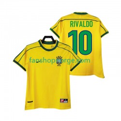 Billige Fotballdrakter Brasil RIVALDO 10 Retro Herre Hjemmedrakt 1998 Kortermet