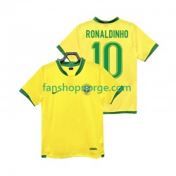 Billige Fotballdrakter Brasil RONALDINHO 10 Retro Herre Hjemmedrakt 2006 Kortermet