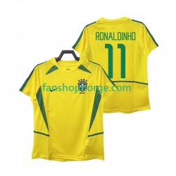 Billige Fotballdrakter Brasil RONALDINHO 11 Retro Herre Hjemmedrakt 2002 Kortermet