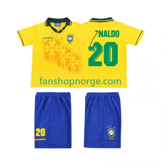 Billige Fotballdrakter Brasil RONALDO 20 Retro Barn Hjemmedrakt 1994 Kortermet
