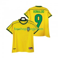 Billige Fotballdrakter Brasil RONALDO 9 Retro Herre Hjemmedrakt 1998 Kortermet