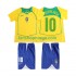 Billige Fotballdrakter Brasil RONALOINHO 10 Retro Barn Hjemmedrakt 2004 Kortermet