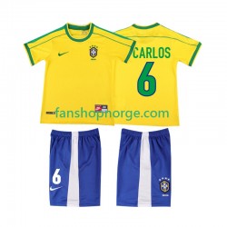 Billige Fotballdrakter Brasil Roberto Carlos 6 Retro Barn Hjemmedrakt 1998 Kortermet