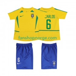 Billige Fotballdrakter Brasil Roberto Carlos 6 Retro Barn Hjemmedrakt 2002 Kortermet