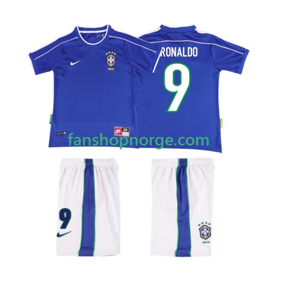 Billige Fotballdrakter Brasil Ronaldo 9 Retro Barn Bortedrakt 1998 Kortermet