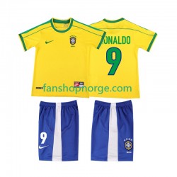 Billige Fotballdrakter Brasil Ronaldo 9 Retro Barn Hjemmedrakt 1998 Kortermet