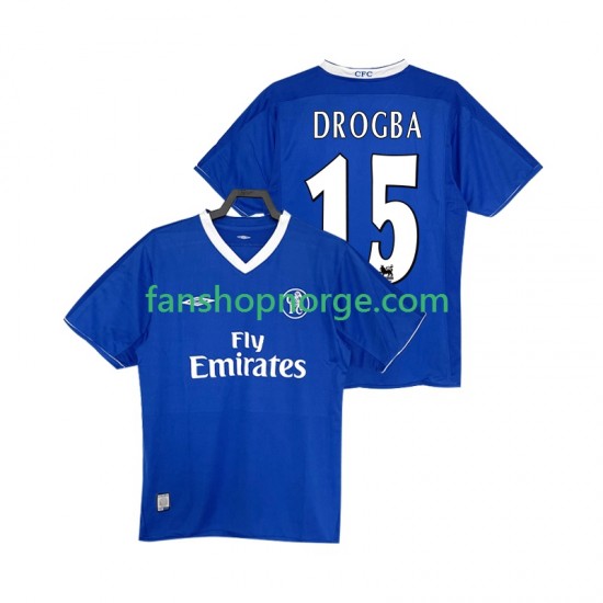 Billige Fotballdrakter Chelsea DROGBA 15 2003 2005 Retro Herre Hjemmedrakt Kortermet