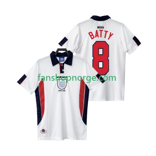 Billige Fotballdrakter England BATTY 8 Retro Herre Hjemmedrakt 1998 Kortermet