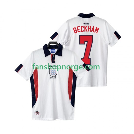 Billige Fotballdrakter England BECKHAM 7 Retro Herre Hjemmedrakt 1998 Kortermet