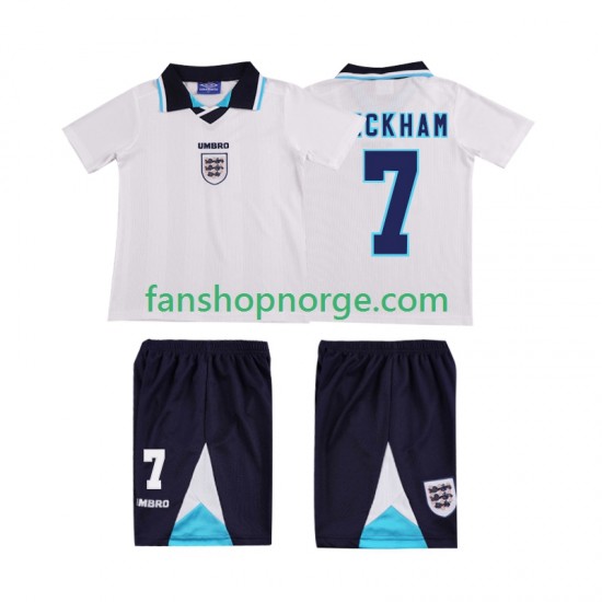 Billige Fotballdrakter England Beckham 7 1996 Retro Barn Hjemmedrakt Kortermet
