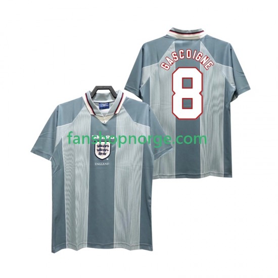 Billige Fotballdrakter England CASCOIGNE 8 1996 Retro Herre Bortedrakt Kortermet