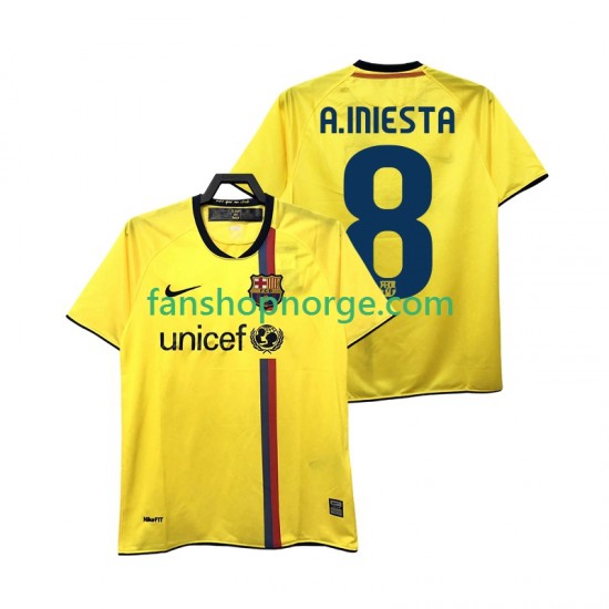 Billige Fotballdrakter FC Barcelona A INIESTA 8 2009 Retro Herre Bortedrakt 2008 Kortermet