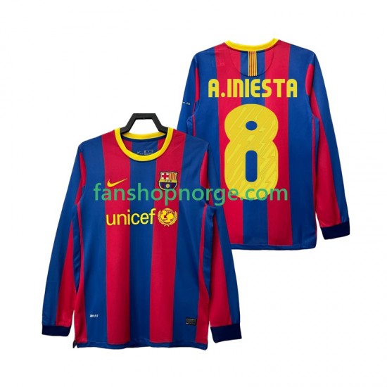 Billige Fotballdrakter FC Barcelona A INIESTA 8 Retro Herre Hjemmedrakt 2011 2010 Langermet