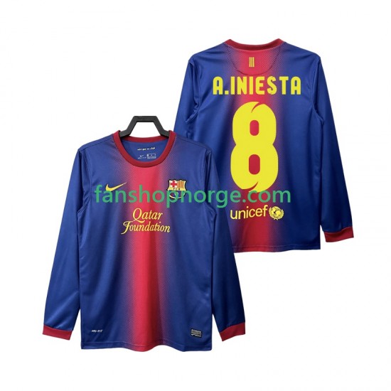 Billige Fotballdrakter FC Barcelona A INIESTA 8 2012 2013 Retro Herre Hjemmedrakt Langermet