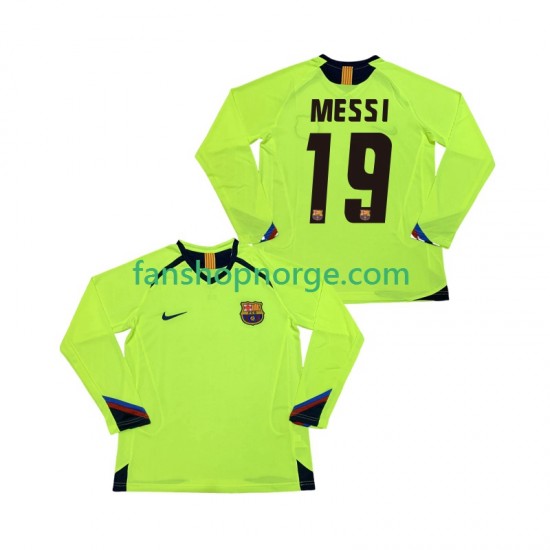 Billige Fotballdrakter FC Barcelona Lionel Messi 19 2005 Retro Herre Bortedrakt 2006 Langermet