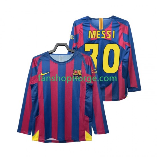 Billige Fotballdrakter FC Barcelona Lionel Messi 30 Champions League 2005 Retro Herre Hjemmedrakt 2006 Langermet