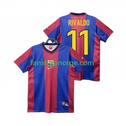 Billige Fotballdrakter FC Barcelona RIVALDO 11 Retro Herre Hjemmedrakt 1998 1999 Kortermet